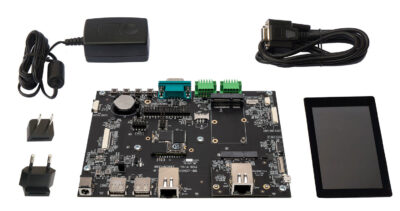 Evaluation kit for the UCM-iMX93L SoM with carrier board, optional 7″ LCD and LTE modem, full I/O access, and extensive software & design support.